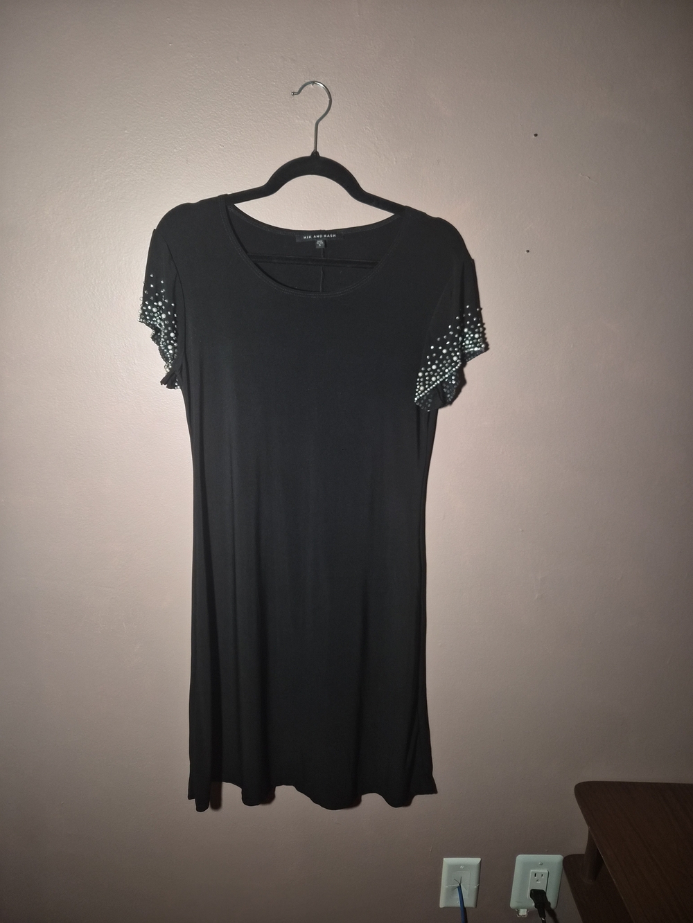 Womens Nik And Nash Dress Black Slinky Jersey Knit Material Made In USA Size S ✨